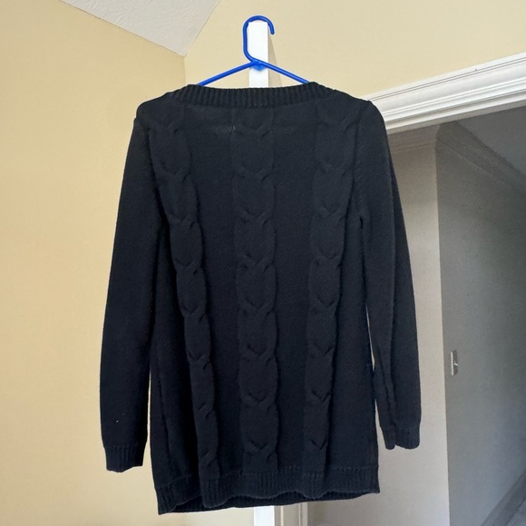 JONES NEW YORK SIGNATURE Navy Blue Sweater Cable Knit w/ Button Pockets Size L - Picture 4 of 4